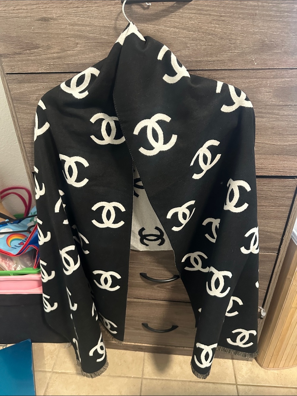 Black and Cream Logo Scarf